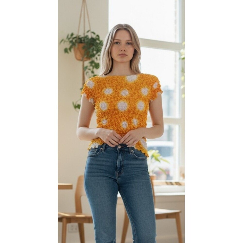 Popcorn Scrunched Top, One Size Stretchy Y2K Shirt, Vintage Bubble Top, Retro